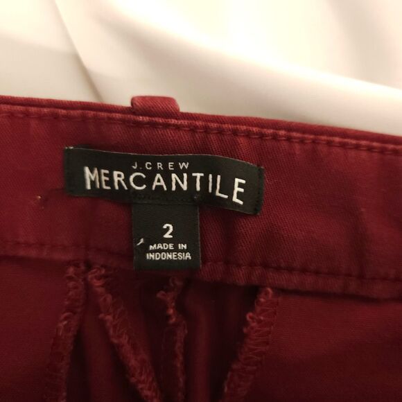 J Crew Womens 2 30x26 Red Burgundy Straight Leg Mercantile Ankle Cropped Pants - Picture 5 of 9